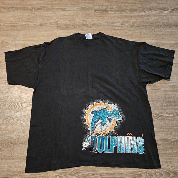 Hanes Other - Vintage 1997 Miami‎ Dolphins T Shirt Hanes Heavyweight 3XL Black NFL Football